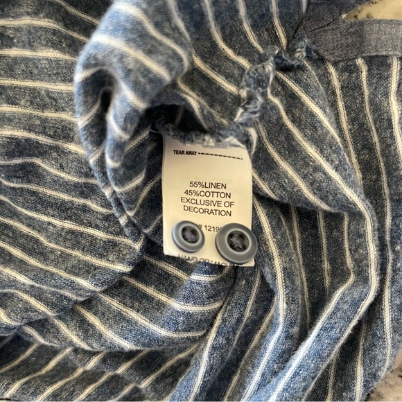 johnnie-O Brewster Linen Blend Striped Polo Medium in Lake - Picture 5 of 6